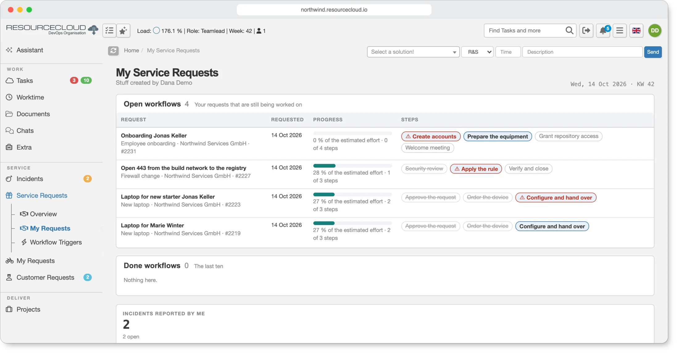 Serviceanfragen und Workflows